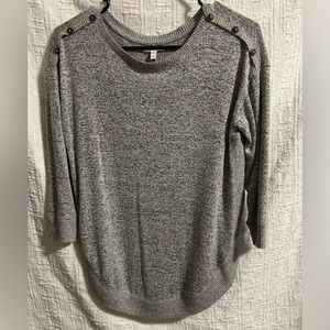 Maurice Size XSmall-Gray Boat Neck Sweater-Brown Button Details On Shoulders
